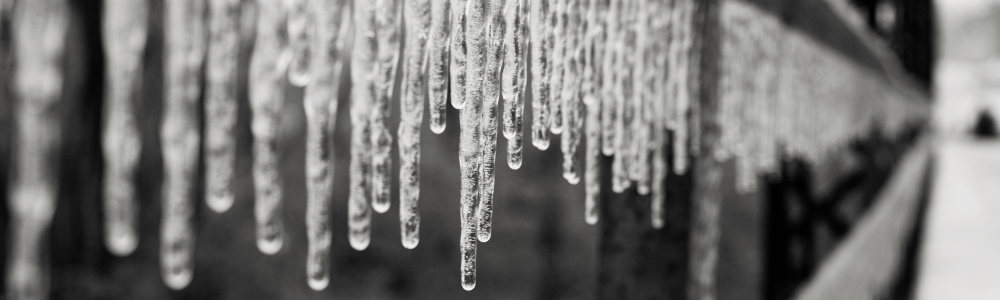 Icicles hanging from a gutter